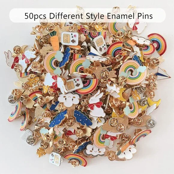 50Pcs Enamel Pins for Backpacks Cute Pins Bulk for Hats Jackets Lapel Pins Brooc